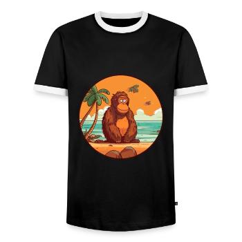 Orang-Utan Aquarell Cartoon Kawaii Clipart Tier - Männer Kontrast-T-Shirt - Schwarz/Weiß - Vorne - AI Model Female 172 light (172cm) & AI Model Male 178 light (178cm)