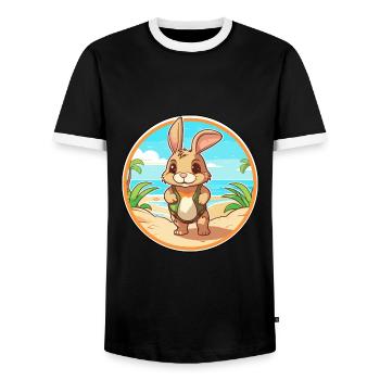 Kaninchen Aquarell Cartoon Kawaii Clipart Tier - Männer Kontrast-T-Shirt - Schwarz/Weiß - Vorne - AI Model Female 172 light (172cm) & AI Model Male 178 light (178cm)