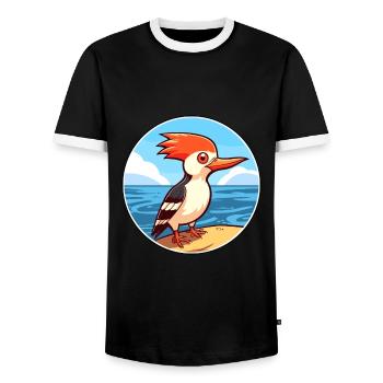 Pic aquarelle dessin animé Kawaii Clipart animal de compagnie - T-shirt contrasté Homme - noir/blanc - Devant - AI Model Female 172 light (172cm) & AI Model Male 178 light (178cm)