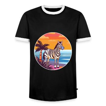 Zebra Watercolor Cartoon Kawaii Clipart Animal - Men's Ringer Shirt - black/white - Front - AI Model Female 172 light (172cm) & AI Model Male 178 light (178cm)