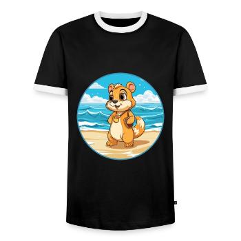 Chipmunk Aquarell Cartoon Kawaii Clipart Tier - Männer Kontrast-T-Shirt - Schwarz/Weiß - Vorne - AI Model Female 172 light (172cm) & AI Model Male 178 light (178cm)