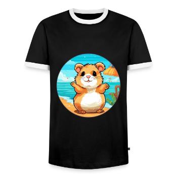 Hamster Aquarell Cartoon Kawaii Clipart Tier - Männer Kontrast-T-Shirt - Schwarz/Weiß - Vorne - AI Model Female 172 light (172cm) & AI Model Male 178 light (178cm)