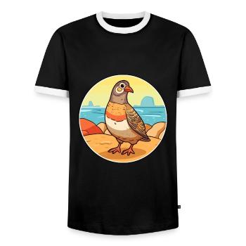 Rebhuhn Aquarell Karikatur Kawaii Clipart Tier - Männer Kontrast-T-Shirt - Schwarz/Weiß - Vorne - AI Model Female 172 light (172cm) & AI Model Male 178 light (178cm)
