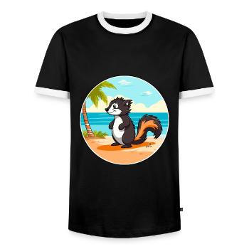 Skunk aquarelle dessin animé Kawaii Clipart Animal - T-shirt contrasté Homme - noir/blanc - Devant - AI Model Female 172 light (172cm) & AI Model Male 178 light (178cm)