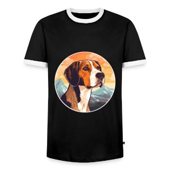 American Foxhound Hunderasse Cartoon Kawaii Waterco - Männer Kontrast-T-Shirt - Schwarz/Weiß - Vorne - AI Model Female 172 light (172cm) & AI Model Male 178 light (178cm)