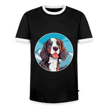 Austrian Brandlbracke Dog Breed Cartoon Kawaii Wat - Men's Ringer Shirt - black/white - Front - AI Model Female 172 light (172cm) & AI Model Male 178 light (178cm)