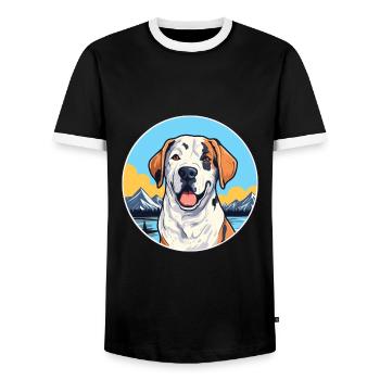 Broholmer Hunderasse Karikatur Kawaii Aquarell - Männer Kontrast-T-Shirt - Schwarz/Weiß - Vorne - AI Model Female 172 light (172cm) & AI Model Male 178 light (178cm)