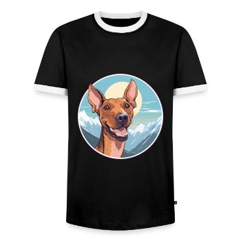 Cirneco Dell Etna Race De Chien Cartoon Kawaii Waterco - T-shirt contrasté Homme - noir/blanc - Devant - AI Model Female 172 light (172cm) & AI Model Male 178 light (178cm)