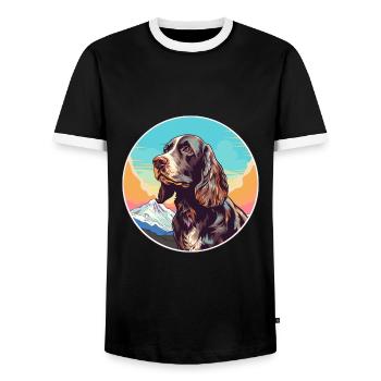 Field Spaniel Hunderasse Cartoon Kawaii Aquarell - Männer Kontrast-T-Shirt - Schwarz/Weiß - Vorne - AI Model Female 172 light (172cm) & AI Model Male 178 light (178cm)