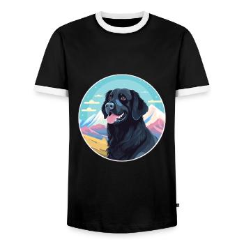 Plat enduit Retriever chien race dessin animé Kawaii Wat - T-shirt contrasté Homme - noir/blanc - Devant - AI Model Female 172 light (172cm) & AI Model Male 178 light (178cm)