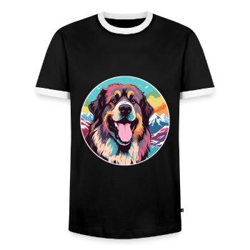 Estrela Mountain Dog Breed Cartoon Kawaii Watercol - Men's Ringer Shirt - black/white - Front - AI Model Female 172 light (172cm) & AI Model Male 178 light (178cm)