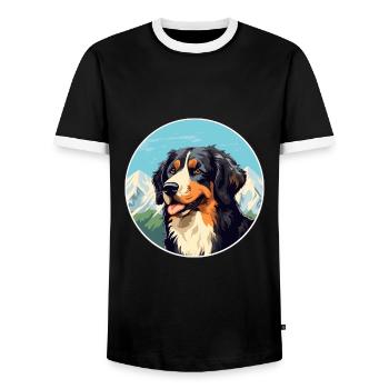 Formose Mountain Dog race Cartoon Kawaii Waterco - T-shirt contrasté Homme - noir/blanc - Devant - AI Model Female 172 light (172cm) & AI Model Male 178 light (178cm)