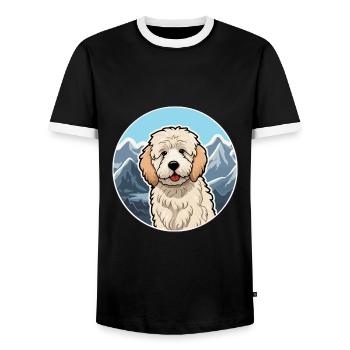 Allemand Sheeppoodle chien race Cartoon Kawaii Waterc - T-shirt contrasté Homme - noir/blanc - Devant - AI Model Female 172 light (172cm) & AI Model Male 178 light (178cm)