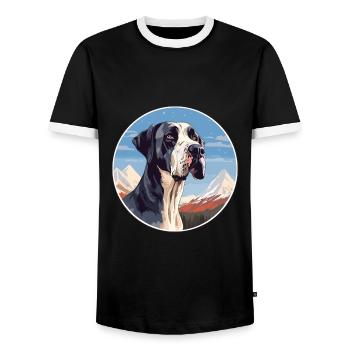 Große Dogge Hunderasse Cartoon Kawaii Aquarell - Männer Kontrast-T-Shirt - Schwarz/Weiß - Vorne - AI Model Female 172 light (172cm) & AI Model Male 178 light (178cm)