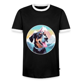 Gascon Saintongeois Chien Race Cartoon Kawaii Eau - T-shirt contrasté Homme - noir/blanc - Devant - AI Model Female 172 light (172cm) & AI Model Male 178 light (178cm)