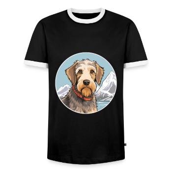Chien de chasse à poil dur d’Istrie race de chien Cartoon Kawaii - T-shirt contrasté Homme - noir/blanc - Devant - AI Model Female 172 light (172cm) & AI Model Male 178 light (178cm)