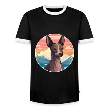 Inca Haarlose Hunderasse Cartoon Kawaii Aquarell - Männer Kontrast-T-Shirt - Schwarz/Weiß - Vorne - AI Model Female 172 light (172cm) & AI Model Male 178 light (178cm)
