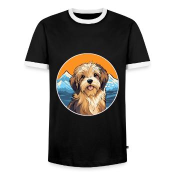 Lowchen Little Lion Dog Breed Cartoon Kawaii Water - Men's Ringer Shirt - black/white - Front - AI Model Female 172 light (172cm) & AI Model Male 178 light (178cm)