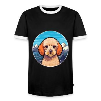 Miniature Poodle Dog Breed Cartoon Kawaii Watercol - Men's Ringer Shirt - black/white - Front - AI Model Female 172 light (172cm) & AI Model Male 178 light (178cm)