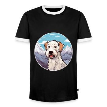 Sealyham Terrier Dog Breed Cartoon Kawaii Watercol - Men's Ringer Shirt - black/white - Front - AI Model Female 172 light (172cm) & AI Model Male 178 light (178cm)