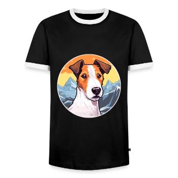 Glatter Foxterrier Hunderasse Cartoon Kawaii Waterc - Männer Kontrast-T-Shirt - Schwarz/Weiß - Vorne - AI Model Female 172 light (172cm) & AI Model Male 178 light (178cm)