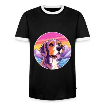 Chien de chasse andalou race de chien dessin animé Kawaii Watercol - T-shirt contrasté Homme - noir/blanc - Devant - AI Model Female 172 light (172cm) & AI Model Male 178 light (178cm)
