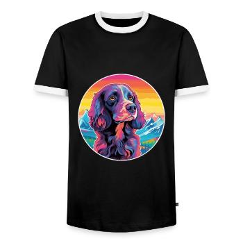 Boykin Épagneul chien race dessin animé Kawaii aquarelle - T-shirt contrasté Homme - noir/blanc - Devant - AI Model Female 172 light (172cm) & AI Model Male 178 light (178cm)