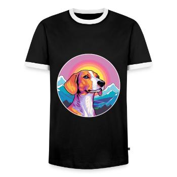 Azawakh chien race dessin animé Kawaii aquarelle - T-shirt contrasté Homme - noir/blanc - Devant - AI Model Female 172 light (172cm) & AI Model Male 178 light (178cm)