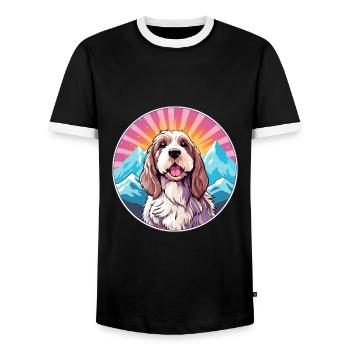 Basset Griffon Vendeen Petit Dog Rasse Cartoon Kaw - Männer Kontrast-T-Shirt - Schwarz/Weiß - Vorne - AI Model Female 172 light (172cm) & AI Model Male 178 light (178cm)