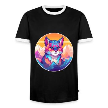 Chat égyptien coloré dessin animé aquarelle Illustrat - T-shirt contrasté Homme - noir/blanc - Devant - AI Model Female 172 light (172cm) & AI Model Male 178 light (178cm)