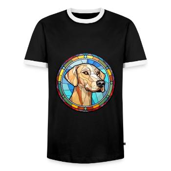 Sloughi chien race vitrail coloré Watercolo - T-shirt contrasté Homme - noir/blanc - Devant - AI Model Female 172 light (172cm) & AI Model Male 178 light (178cm)