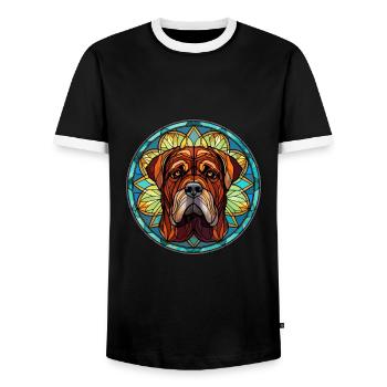 Transmontano Mastiff chien race vitrail couleur - T-shirt contrasté Homme - noir/blanc - Devant - AI Model Female 172 light (172cm) & AI Model Male 178 light (178cm)