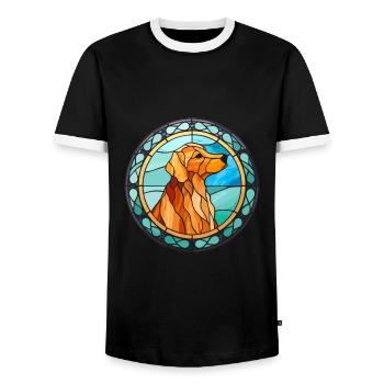 Suisse Laufhund chien race vitrail coloré Wa - T-shirt contrasté Homme - noir/blanc - Devant - AI Model Female 172 light (172cm) & AI Model Male 178 light (178cm)