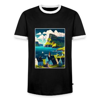 Île Féroé Danemark Les îles Affiche de voyage - T-shirt contrasté Homme - noir/blanc - Devant - AI Model Female 172 light (172cm) & AI Model Male 178 light (178cm)