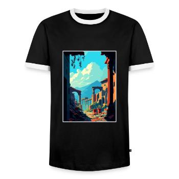 Pompéi Italie Décoration Vintage Voyage Affiche WPA - T-shirt contrasté Homme - noir/blanc - Devant - AI Model Female 172 light (172cm) & AI Model Male 178 light (178cm)