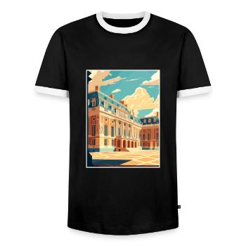 Château de Versailles Ouest décoration affiche de voyage - T-shirt contrasté Homme - noir/blanc - Devant - AI Model Female 172 light (172cm) & AI Model Male 178 light (178cm)