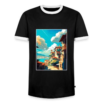 Kırsehir Türkei Vintage Reiseposter WPA Souvenir - Männer Kontrast-T-Shirt - Schwarz/Weiß - Vorne - AI Model Female 172 light (172cm) & AI Model Male 178 light (178cm)