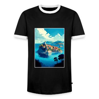 Île de Ciovo Croatie Vintage voyage affiche WPA Art - T-shirt contrasté Homme - noir/blanc - Devant - AI Model Female 172 light (172cm) & AI Model Male 178 light (178cm)