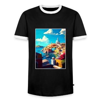 Procida Italie Décoration Vintage Voyage Affiche WPA - T-shirt contrasté Homme - noir/blanc - Devant - AI Model Female 172 light (172cm) & AI Model Male 178 light (178cm)