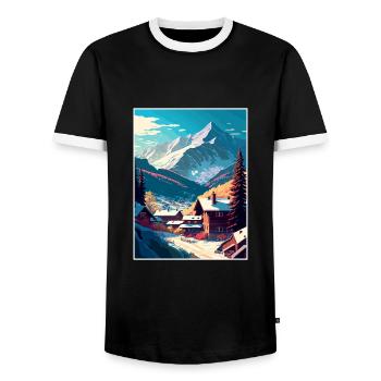 Seefeld Austria Vintage Travel Poster WPA Souvenir - Men's Ringer Shirt - black/white - Front - AI Model Female 172 light (172cm) & AI Model Male 178 light (178cm)