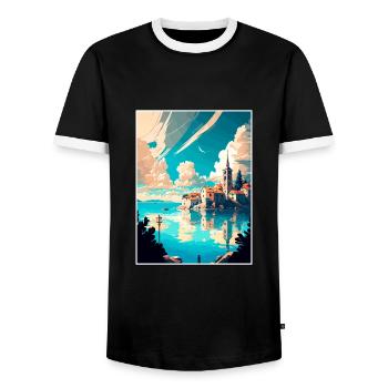 Split Kroatien Vintage Reiseposter WPA Souvenir - Männer Kontrast-T-Shirt - Schwarz/Weiß - Vorne - AI Model Female 172 light (172cm) & AI Model Male 178 light (178cm)