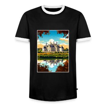 Loire Valley France Vintage Travel Poster Souvenir - Men's Ringer Shirt - black/white - Front - AI Model Female 172 light (172cm) & AI Model Male 178 light (178cm)