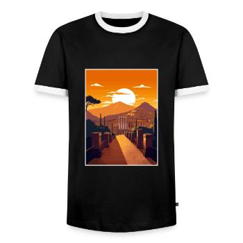 Pompéi Italie Décoration Vintage Voyage Affiche WPA - T-shirt contrasté Homme - noir/blanc - Devant - AI Model Female 172 light (172cm) & AI Model Male 178 light (178cm)