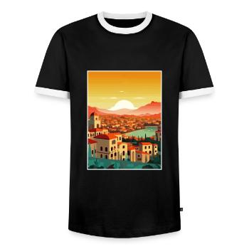 Granada Spain Vintage Travel Poster WPA Souvenir - Men's Ringer Shirt - black/white - Front - AI Model Female 172 light (172cm) & AI Model Male 178 light (178cm)