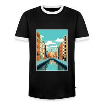 Bilbao Spain Vintage Travel Poster WPA Souvenir - Men's Ringer Shirt - black/white - Front - AI Model Female 172 light (172cm) & AI Model Male 178 light (178cm)