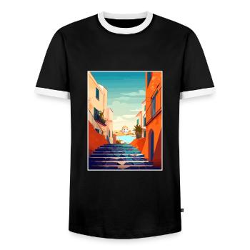 Naples Italy Decoration Vintage Travel Poster WPA - Men's Ringer Shirt - black/white - Front - AI Model Female 172 light (172cm) & AI Model Male 178 light (178cm)
