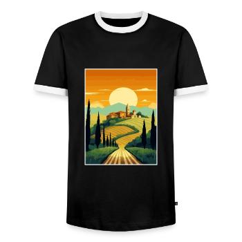 Toscane Italie Décoration Vintage Voyage Affiche WPA - T-shirt contrasté Homme - noir/blanc - Devant - AI Model Female 172 light (172cm) & AI Model Male 178 light (178cm)