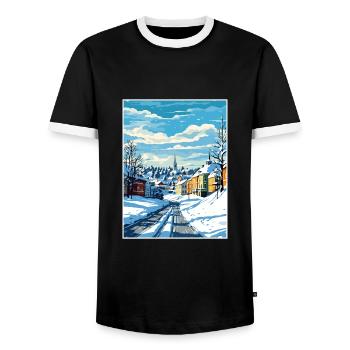 Lahti Finland Vintage Travel Poster WPA Souvenir - Men's Ringer Shirt - black/white - Front - AI Model Female 172 light (172cm) & AI Model Male 178 light (178cm)