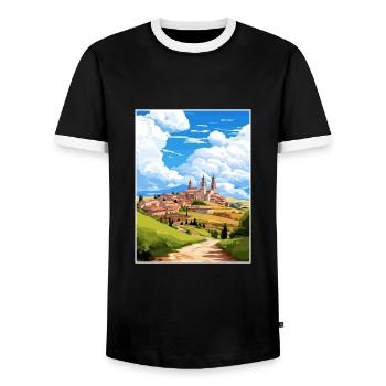 Castille-et-León Espagne Vintage voyage affiche WPA - T-shirt contrasté Homme - noir/blanc - Devant - AI Model Female 172 light (172cm) & AI Model Male 178 light (178cm)