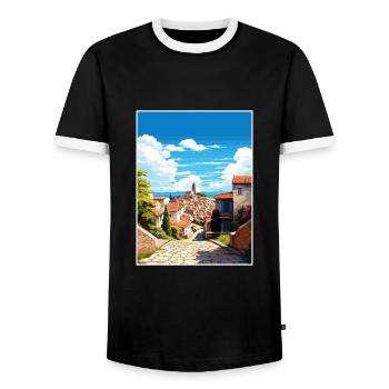 Extremadura Spain Vintage Travel Poster Souvenir - Men's Ringer Shirt - black/white - Front - AI Model Female 172 light (172cm) & AI Model Male 178 light (178cm)